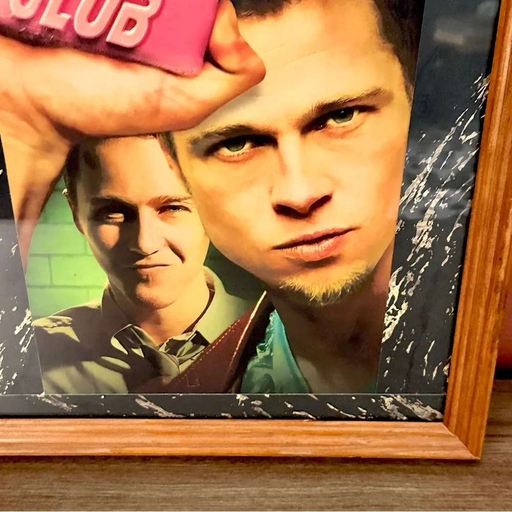 Fight Club Movie Poster Brad Pitt Edward Norton Canvas Art Print Wood Framed Art